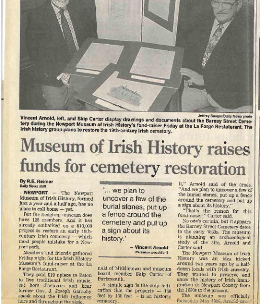 Newport Daily News – “Museum of Irish History Raises Funds for Cemetery Restoration”