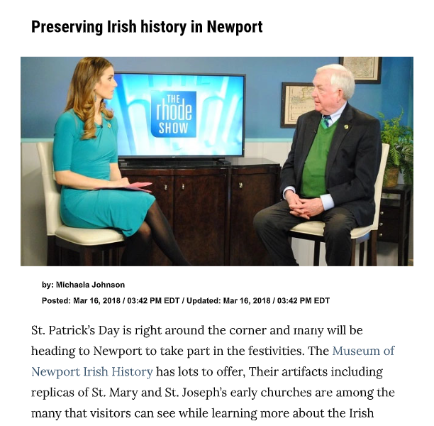 The Rhode Show/WPRI Channel 12 – “Preserving Irish History in Newport”