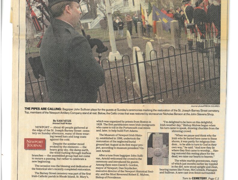 Providence Journal – “Resurrection Day: officials dedicate restored historical Irish cemetery”