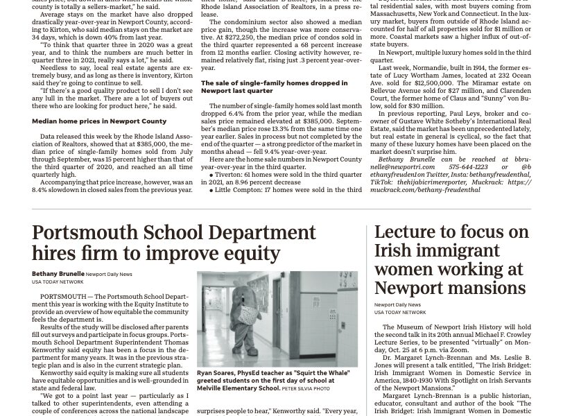 Newport Daily News – “Lecture to focus on Irish immigrant women working at Newport mansions”