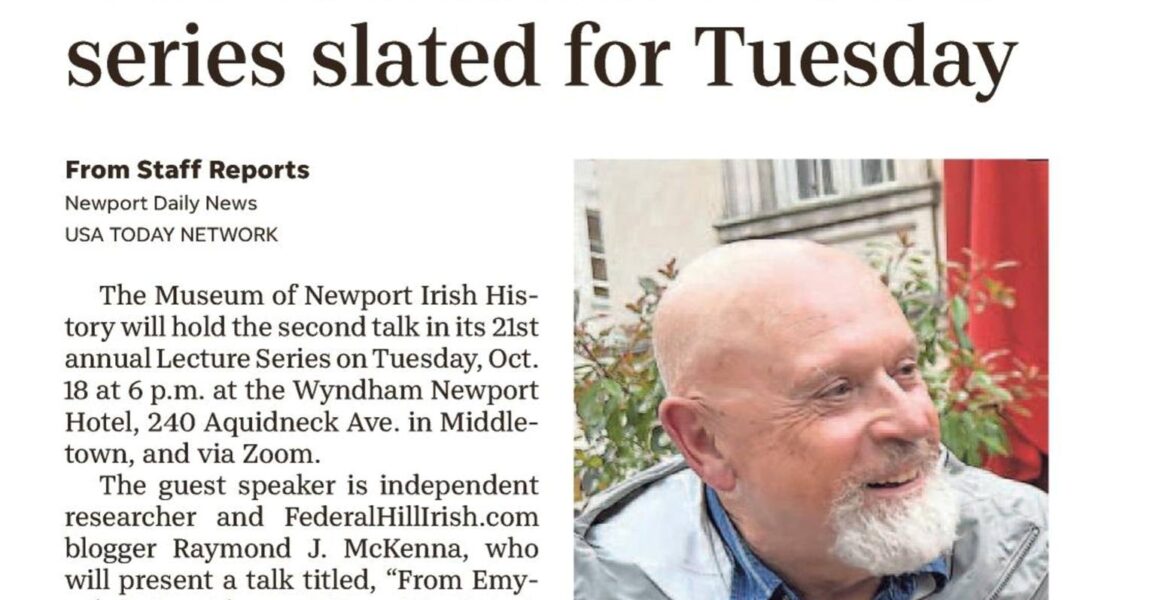 Newport Daily News – “Next talk in Irish lecture series slated for Tuesday”