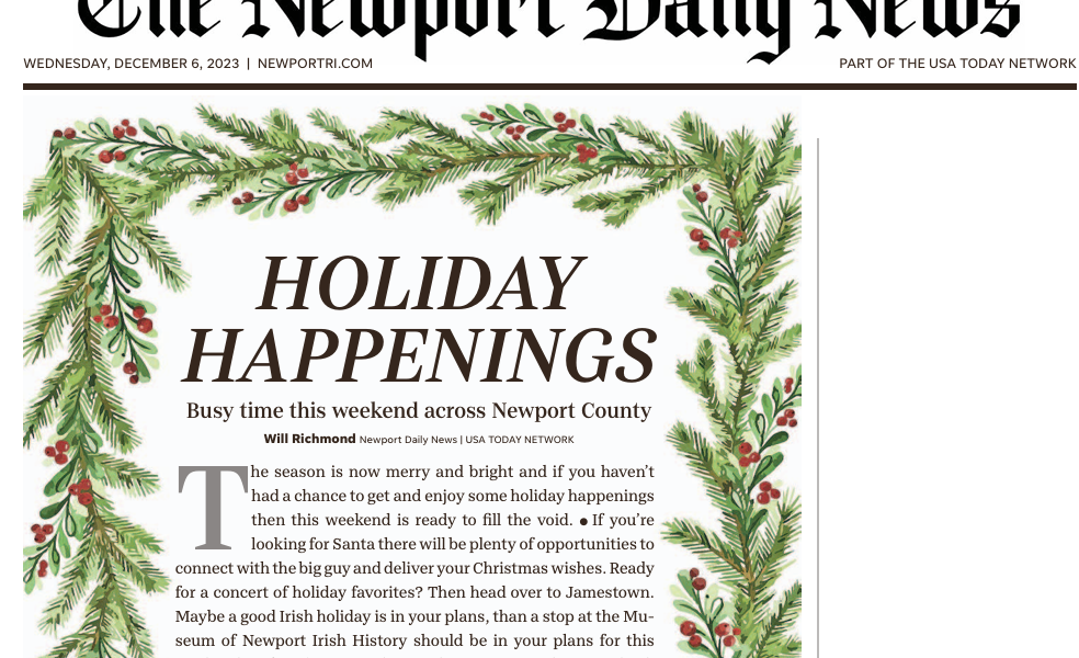 Newport Daily News: “Holiday Happenings include Open house at Irish Museum”