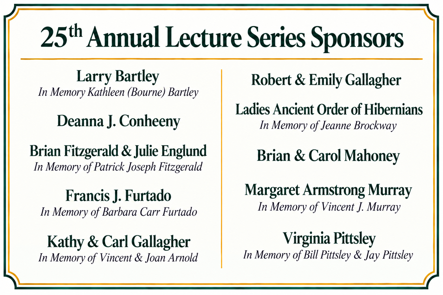 25th Annual Lecture Series Sponsors-Oct 6-2026